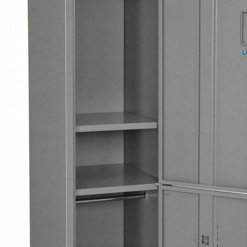 Vinsetto Armoire métallique à casiers avec 2 compartiments, verrouillable avec 2 clés, 4 étagères, 38 x 46 x 180 cm, gris