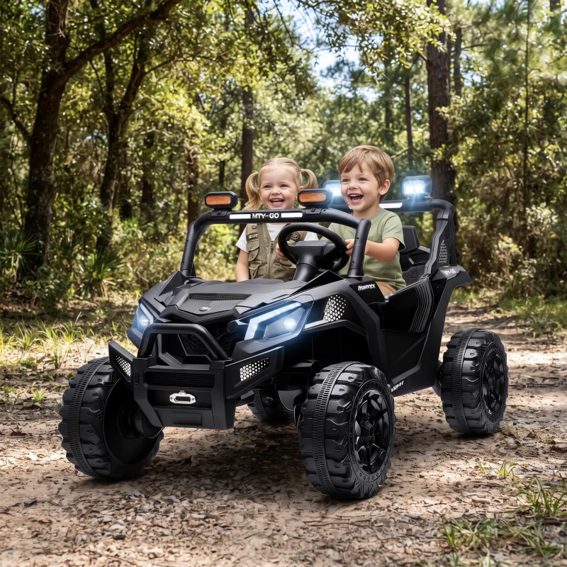 AIYAPLAY 24V 2 Seater Ride On Truck Car for Big Kids with Remote Control, Dual Motors, 4-Wheel Suspension for Ages 3-8, Black