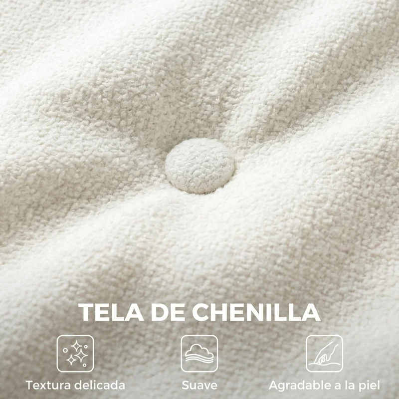 HOMCOM Sofá 3 Plazas de Chenilla sin Armazón con Asiento Profundo y Diseño Capitoné Blanco Crema