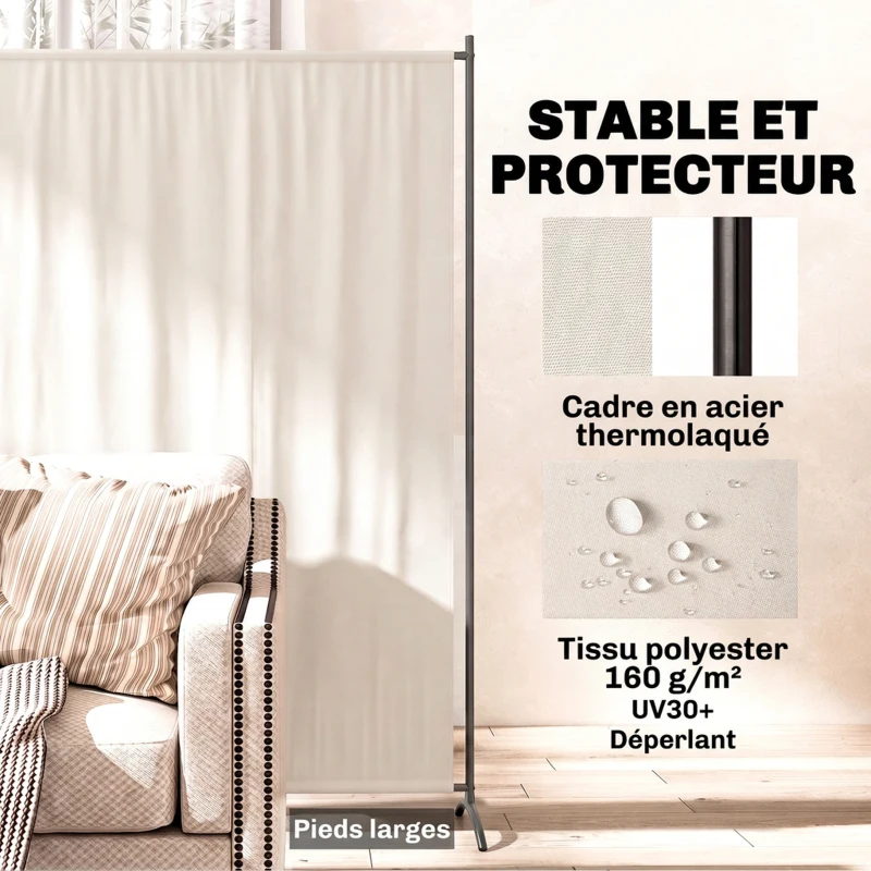 Outsunny Paravent Extérieur à Panneau Unique, Séparateur de Pièce de 180H cm avec Protection UV30+, Beige
