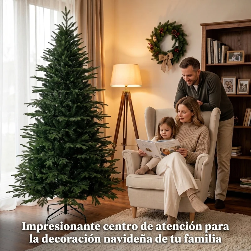 HOMCOM Árbol de Navidad Artificial 210 cm con 2080 Ramas Ignífugas Ramas Automáticas y Soporte Metálico Verde