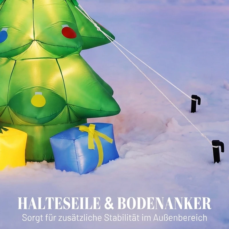 Outsunny Aufblasbarer Weihnachtsbaum 300 cm mit RGB-Stern LED-Licht, Geschenkboxen, XXL  IP44 Wasserdicht für Weihnachtsfeiern