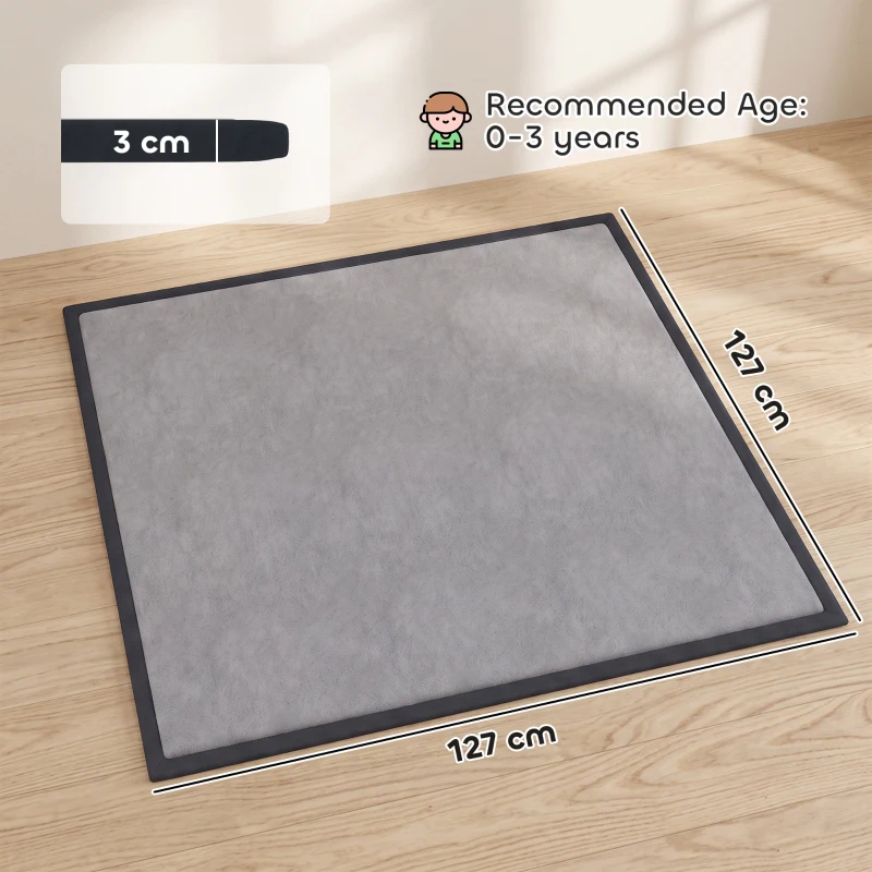AIYAPLAY Baby Play Mat, 3CM Thick Foam Playmat Rug, Soft Flannel, Non-Slip, Water Resistant, Easy Care, 127 x 127 cm, Dark Grey