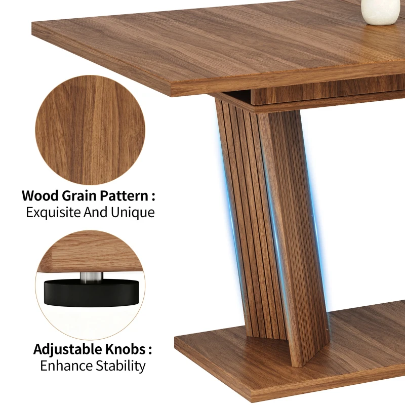 Extendable Dining Table with Double-Column Base, Space-Saving Kitchen Table with Anti-Slip Feet, 120-160L x 80W x 76H cm, Dark Brown