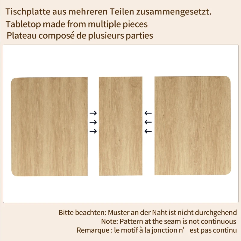 Extendable Dining Table with Grooved V-Shaped Legs, Space-Saving Dining Table for Flats and Family Meals, 120-160L x 80W x 76H cm, Natural