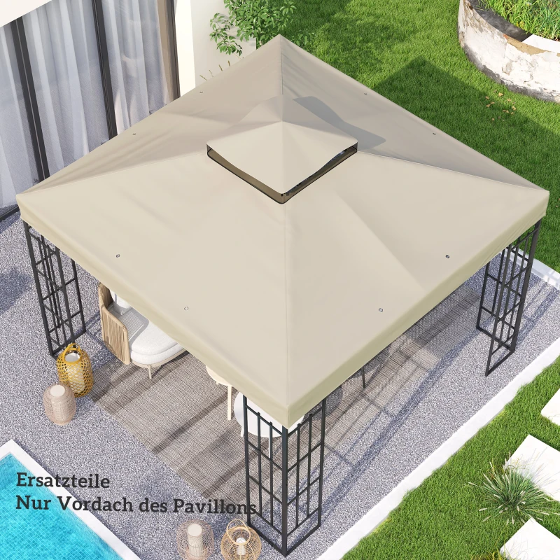 Outsunny 3 x 3 m Ersatzdach für Pavillon, Pavillon-Ersatzplane mit Wasserablauf-Löchern, UPF30+, Sonnenschutz, Cremeweiß