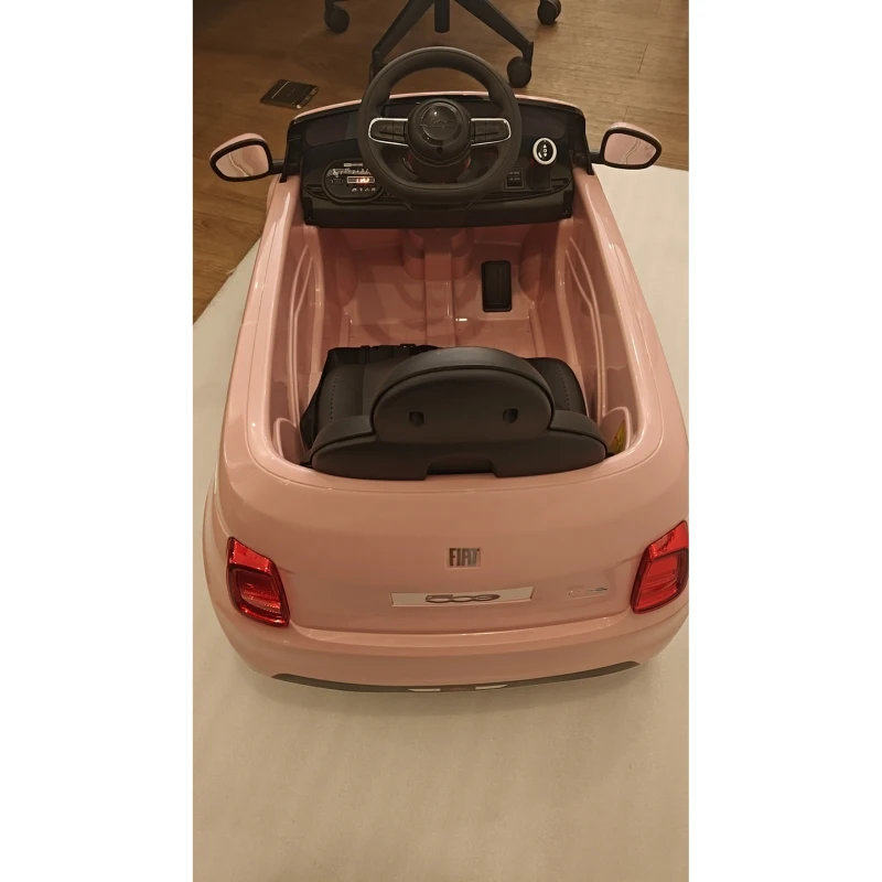 AIYAPLAY Carro Elétrico Infantil 12V Fiat 500, Bateria de Lítio, 2 Motores, Controlo Remoto, 3-6 Anos, Rosa