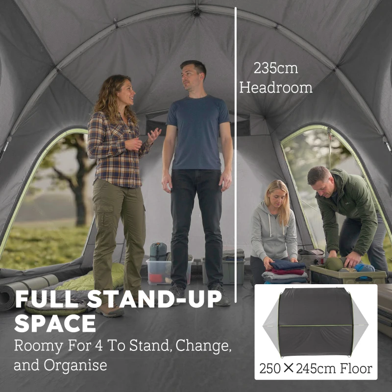 Outsunny Car Tent with 2.35m Stand-Up Height, 3000mm Waterproof Tailgate Tent with Mesh Windows for Family Camping Travelling