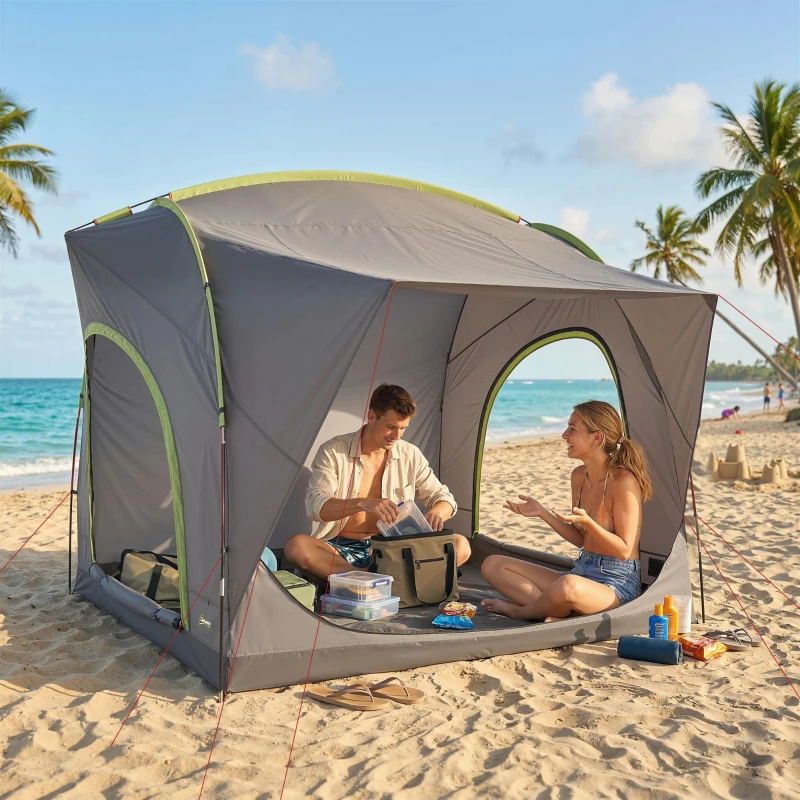 Outsunny Car Tent with 2.35m Stand-Up Height, 3000mm Waterproof Tailgate Tent with Mesh Windows for Family Camping Travelling
