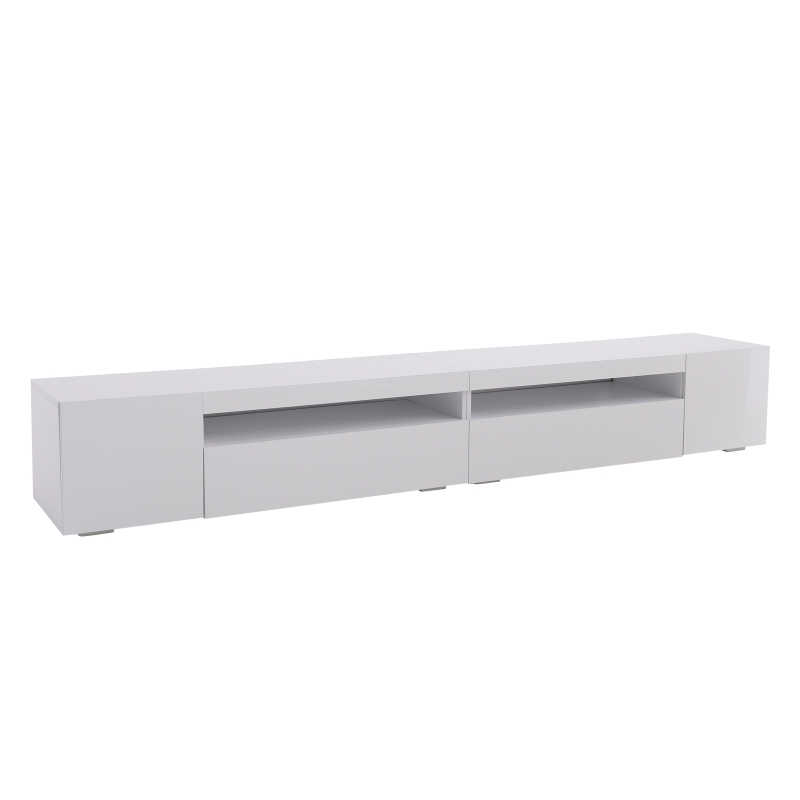 Modern TV Unit with Adjustable LED and USB, Spacious Storage Cabinet for Living Room, 240L x 38.5W x 35.5H cm, White