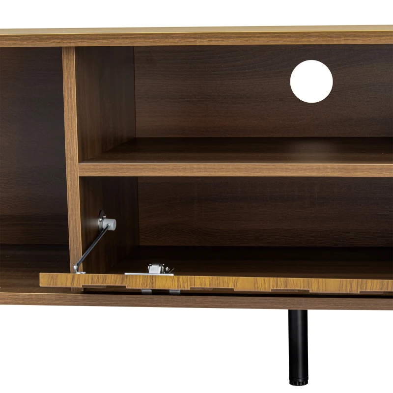 Modern TV Cabinet with Wave-Shaped Doors, Minimalist Media Console for Living Room, 160L x 35W x 46H cm, Natural