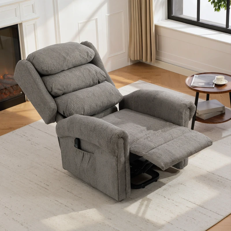 HOMCOM Velvet-Feel Electric Riser Recliner Chair, Power Lift Recliner Chair for Elderly with Remote Control, Dark Grey
