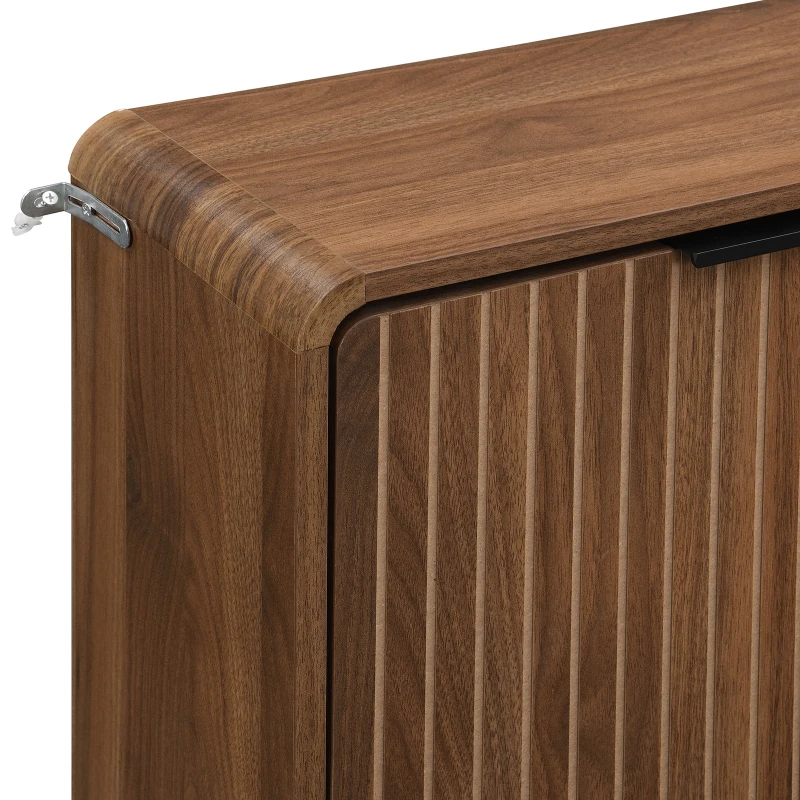 Modern Shoe Cabinet with Double-Tier Flip Doors, Space-Saving Hallway Organizer for Up to 24 Pairs, 105L x 24W x 90H cm, Walnut