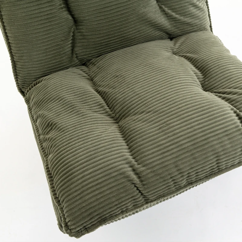 HOMCOM Loungestoel met hocker, 360° draaibaar, cordstof, in hoogte verstelbare voetenbank, groen