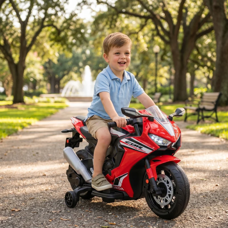 HOMCOM Moto Elettrica per Bambini con Licenza HONDA, Batteria 6V Ricaricabile, Velocità 3km/h, Rosso