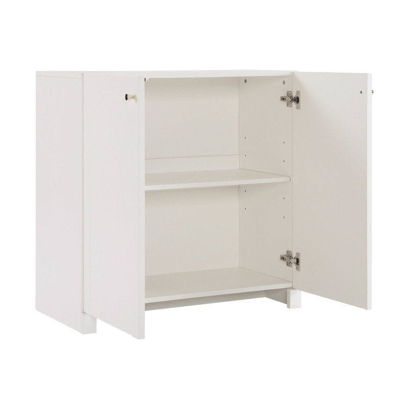 Modern Wooden Buffet Sideboard Storage Cabinet with 2 Doors, Freestanding Kitchen Cupboard with Adjustable Shelf, 80L x 40W x 80H cm, White