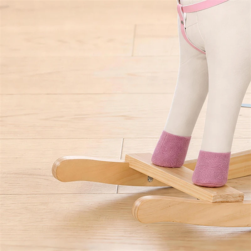 AIYAPLAY Caballito Balancín para Bebés Diseño Unicornio con Sonido Caballo Balancín Base de Madera para Niños 1-3 Años Crema