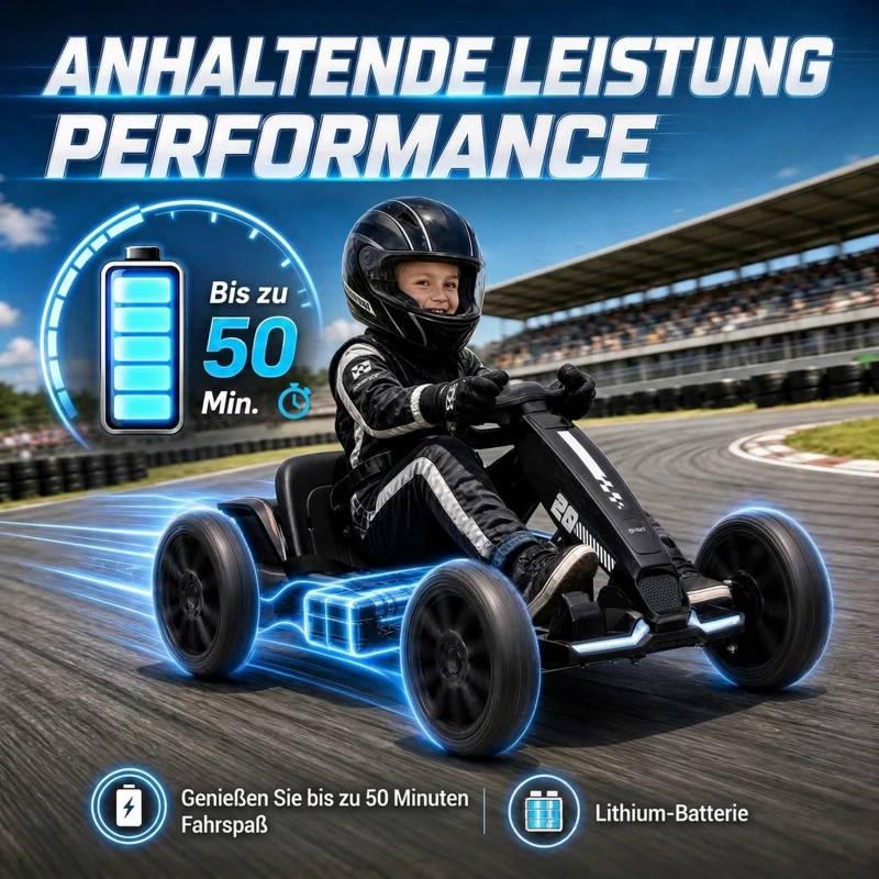 AIYAPLAY Elektro Go-Kart für Kinder 12V Gokart mit 2 Motoren, 4-fach verstellbarem Sitz Sanftanlauf EVA-Räder LED-Scheinwerfer