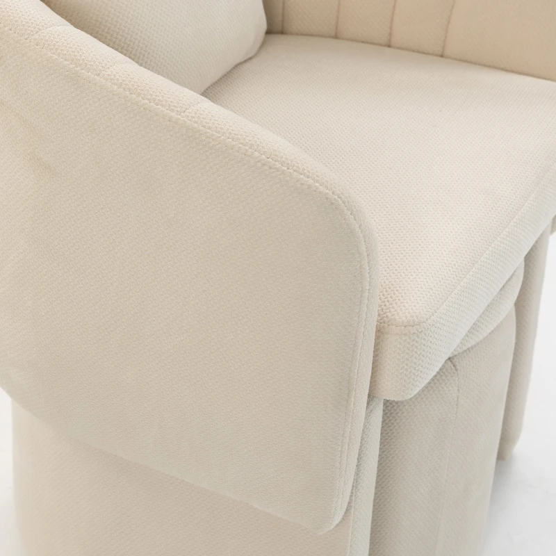 HOMCOM Relaxfauteuil met hocker, loungestoel met gebogen rugleuning, armleuningen, Scandinavische chenille, gestoffeerd, beige