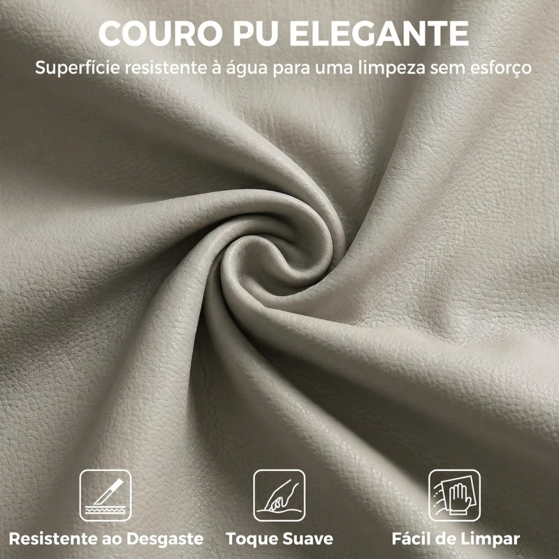 HOMCOM Cadeira de Escritório Ergonómica em PU com Molas Ensacadas, Reclinável 155°, Encosto Alto, Apoio de Cabeça, Cinzento-Claro