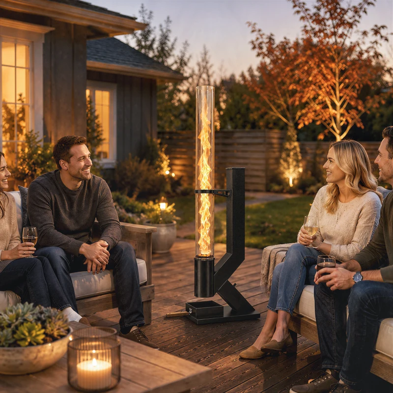 Outsunny Estufa de Pellet para Exterior 13 kW con Tubo, Negro