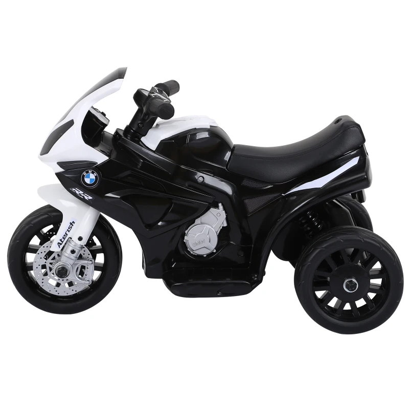 HOMCOM Mota BMW Infantil 6V Elétrica para Crianças 18-36 Meses com Faróis Música 2,5km/h Preto 66x37x44 cm