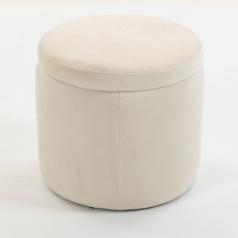 HOMCOM Relaxfauteuil met hocker, loungestoel met gebogen rugleuning, armleuningen, Scandinavische chenille, gestoffeerd, beige