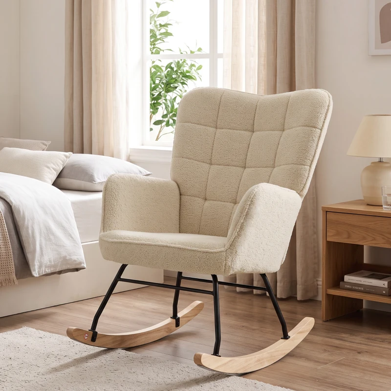 HOMCOM schommelstoel accentstoel tot 120 kg, polyester, beige(m-10)