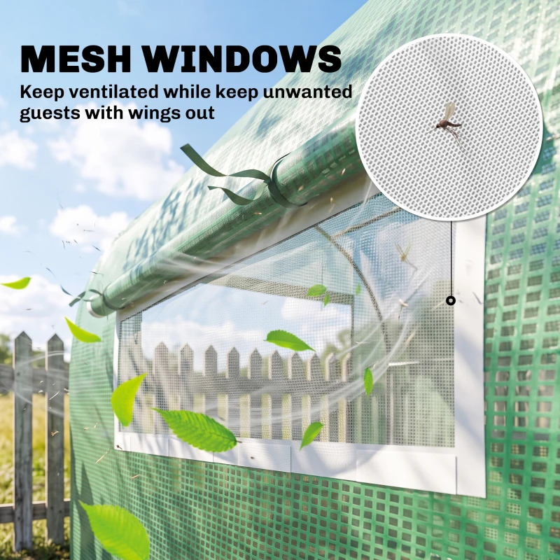 Outsunny 300 x 200cm Walk-In Polytunnel Greenhouse - Green