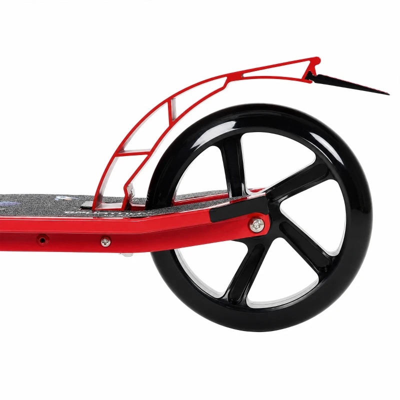 SPORTNOW Trottinette Pliable en Aluminium, Guidon Réglable, Freinage Double à Main/Pédale, Roues PU 18 cm, 86x38x103,5cm, Rouge