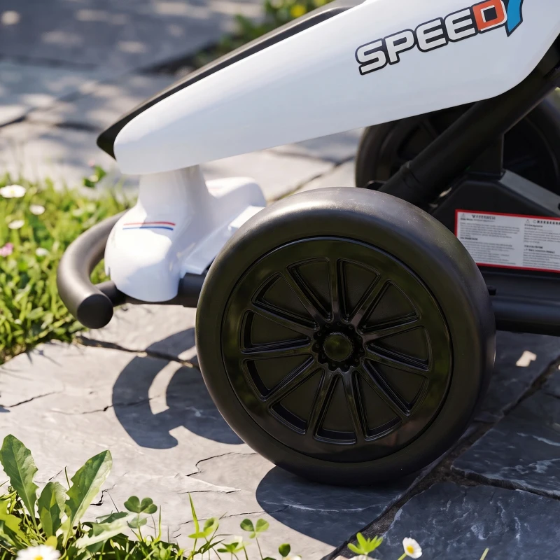AIYAPLAY 24V Electric Drift Go Kart for Kids with Dual Motors, Soft Start, 12 KM/H High Speed, Headlight, for Ages 6-14, White