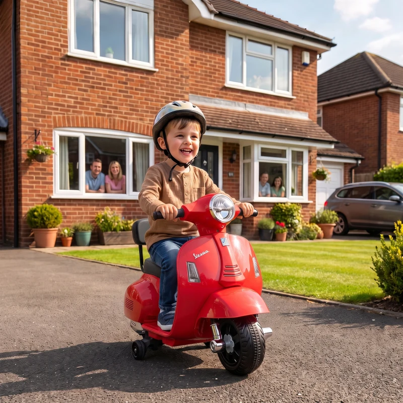 AIYAPLAY Motocicletă Electrică pentru Copii Mini Vespa Gts 7,2 V, 1,5-3 Ani, Roșie