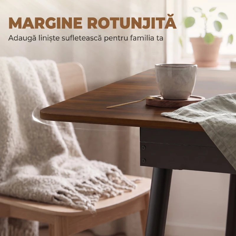 HOMCOM Masă extensibilă de dining, 130-160 cm, finisaj nuc deschis