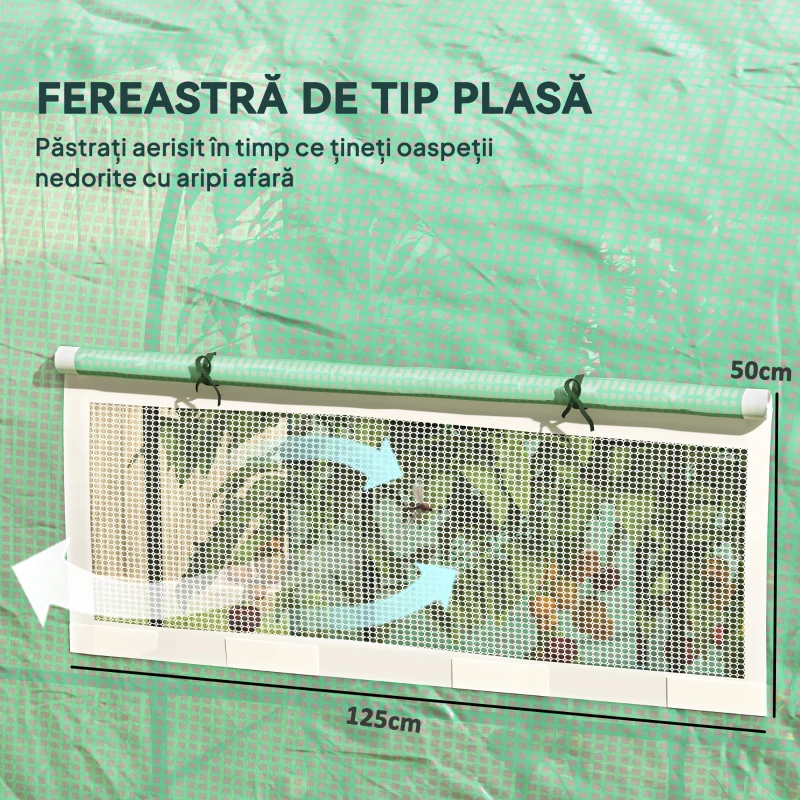 Outsunny Solar de Grădină Tip Tunel, 3x2x2 m, Oțel și PE Anti-UV, Verde