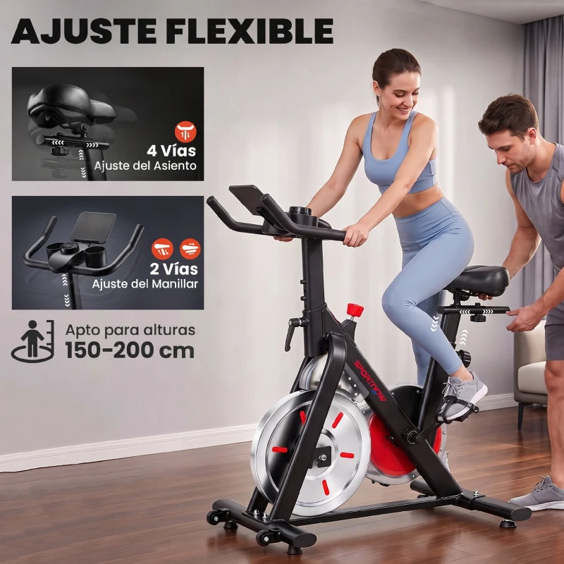 SPORTNOW Bicicleta Estática con APP Bluetooth Resistencia Magnética Volante de 8 kg Pantalla LCD Asiento y Manillar Ajustable