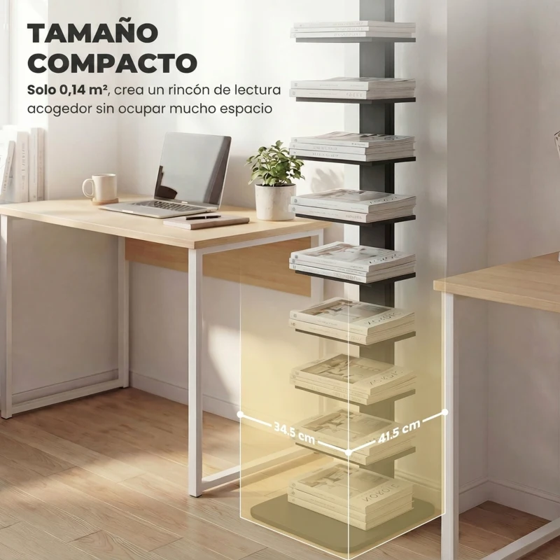 HOMCOM Estantería de 11 Niveles Estilo Industrial Biblioteca Estrecha y Alta para Espacios Reducidos 34,5x41,5x163,5 cm Negro