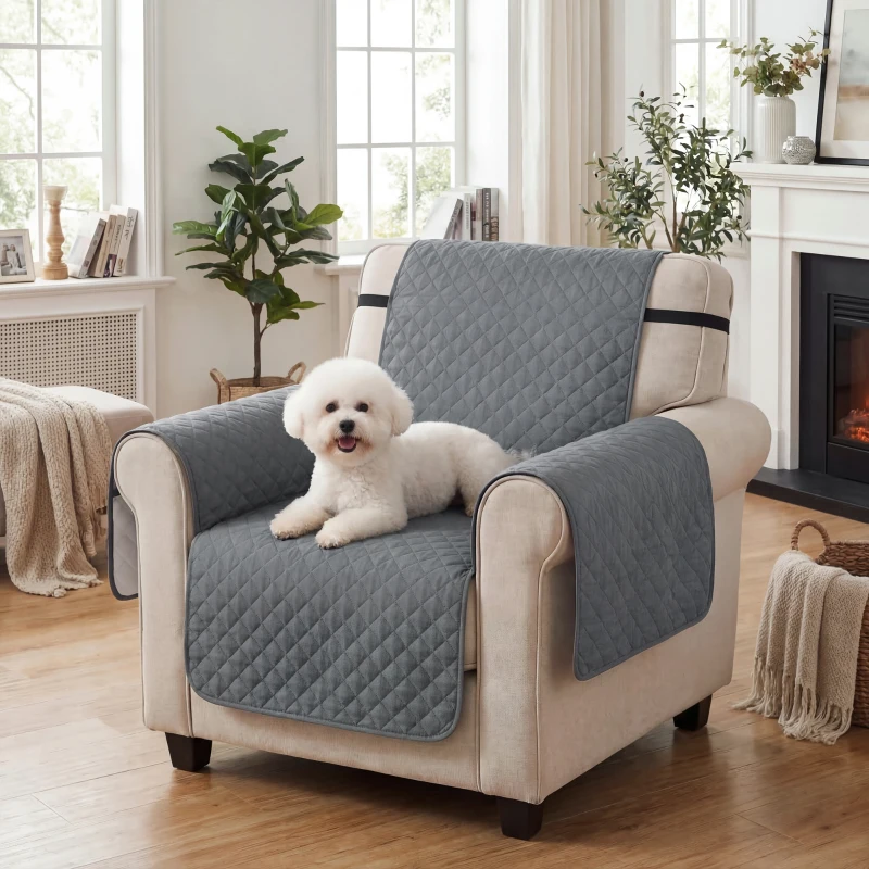 PawHut Waterproof Sofa Cover, Soft Couch Cover for Dogs Cats Pets, Non Slip Sofa Slipcoevr with Elastic Straps