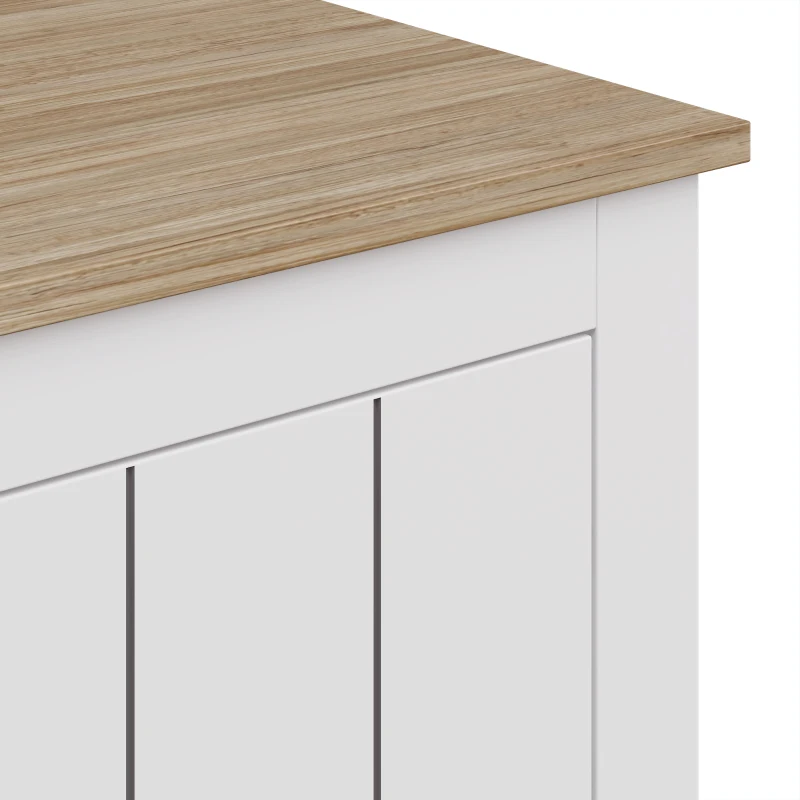 HOMCOM Meuble TV 175 cm, Meuble Télé pour Téléviseur jusqu'à 55 Pouces avec 2 Portes et 4 Compartiments Ouverts, Chêne et Blanc