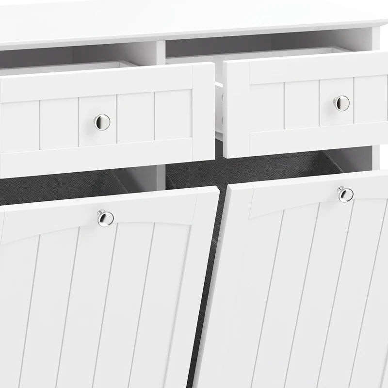 HOMCOM Vrijstaande smalle badkamerkast met lades en wasmand, 78 x 38 x 90 cm, wit