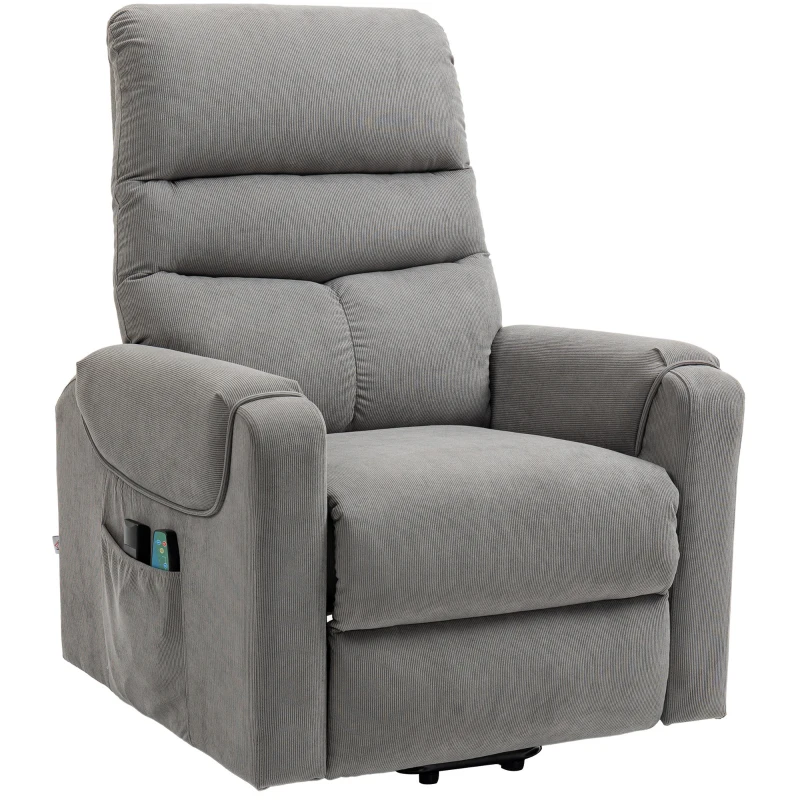 HOMCOM Poltrona Reclinabile Massaggiante con Telecomando, in Poliestere e Metallo, 79x97x103 cm, Grigio