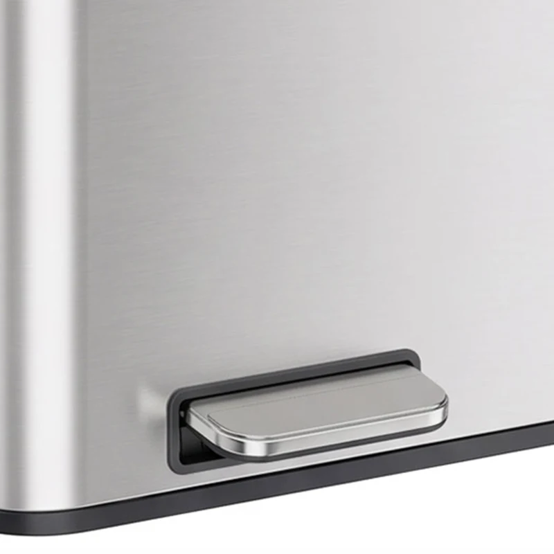 HOMCOM Poubelle à Double Compartiment 2 x 30 L, Poubelle de Cuisine à Pédale en Acier Inoxydable, Argenté