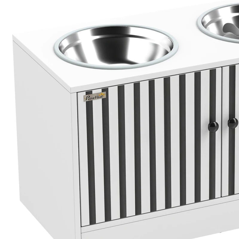 PawHut Gamelles surélevées pour chien, meuble repas avec rangement 10,6 gal, 2 gamelles inox 2,1 qt, anti-glouton, antidérapant