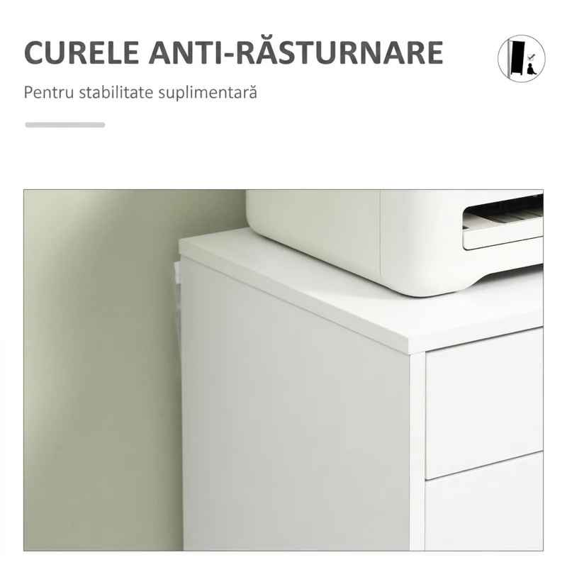 Vinsetto fișet de birou cu 7 sertare, roți cu frână, pentru documente Letter/A4/Legal, alb