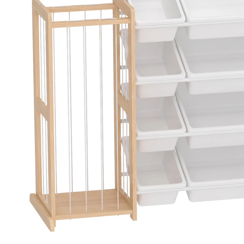 AIYAPLAY Wooden Toy Storage Unit with Stuffed Animal Storage, Bookshelf and 12 Bins for Kids Rooms, Bedroom, Playroom, Nursery