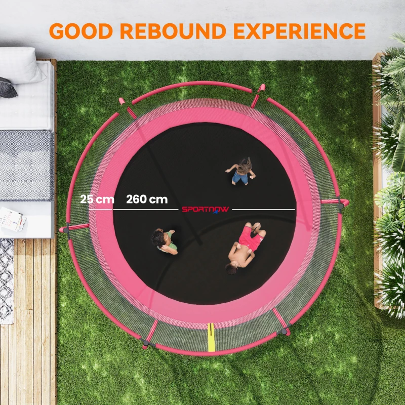 SPORTNOW 10ft Outdoor Trampoline with Enclosure Net, Spring Cover, Pink