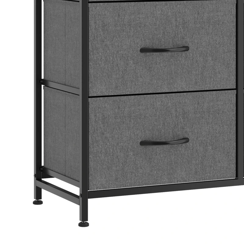 HOMCOM Chest of Drawers, Dresser for Bedroom with 8 Fabric Drawers, Tall Storage Unit w/ Side Storage Bag, Grey