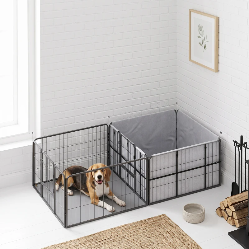 PawHut Seven-Panel Dog Whelping Box, Dog Playpen with Washable Whelping Pads, Wind-Resistant Fabric, for Small and Medium Dogs