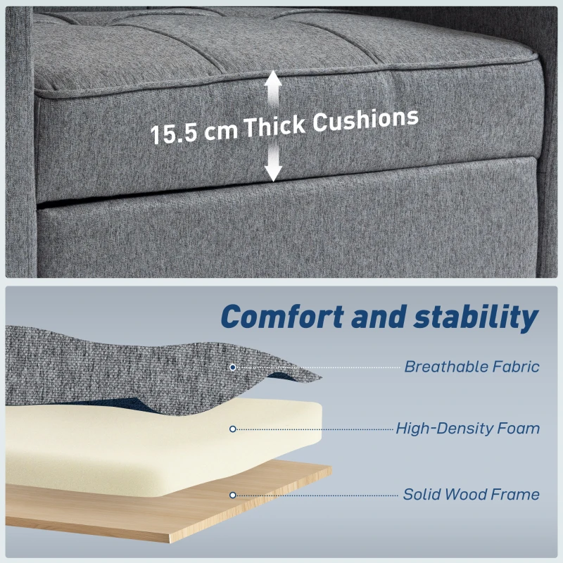 HOMCOM 3-in-1 Single Sofa Bed, Convertible Sleeper Chair Bed - Dark Grey