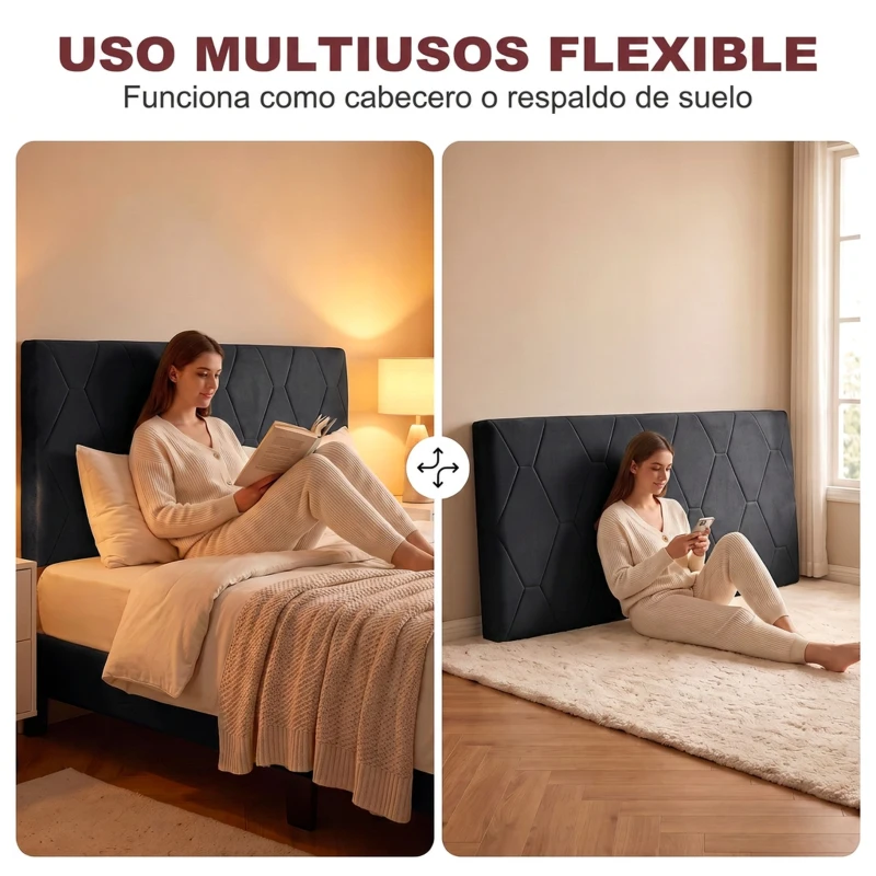 HOMCOM Cabecero de Cama 160 cm con Altura Ajustable de Chenilla Diseño de Rombos y Estructura Metálica Gris Oscuro