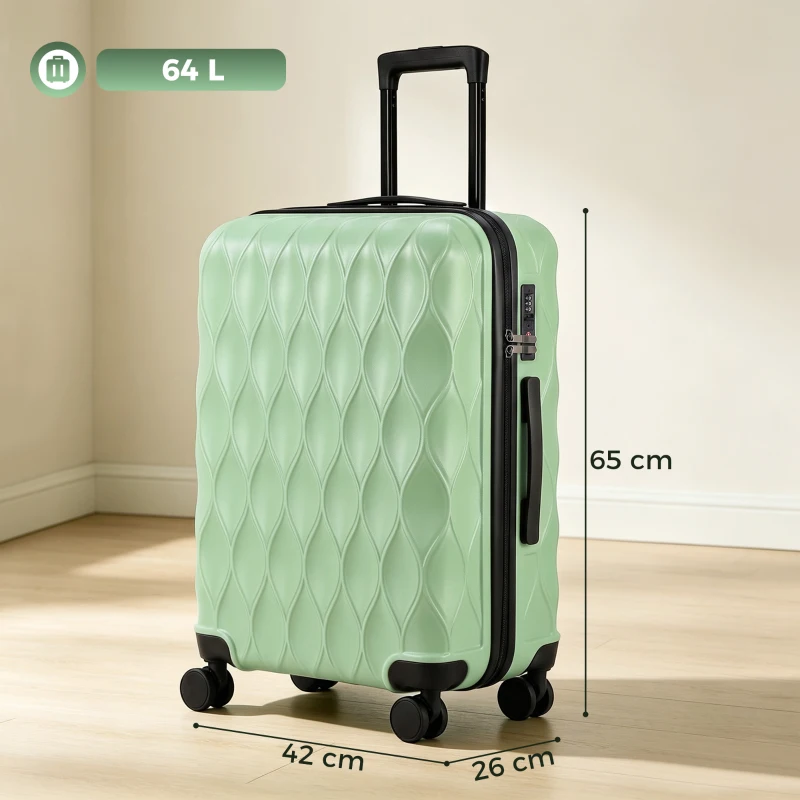 HOMCOM 2-Piece Luggage Set, ABS Hard Shell Carry On Suitcase Set with TSA Lock, Spinner Wheels, 12/20 inch, Green